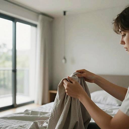 Intimate Moment in Minimalist Bedroom
