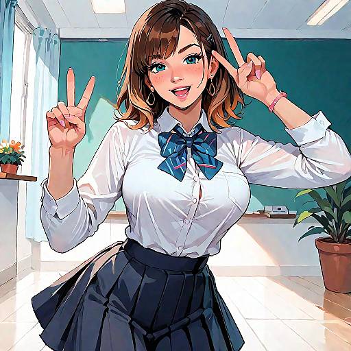 Stylish Gyaru in School Uniform