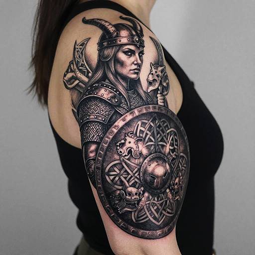 Viking Shield Maiden Tattoo Design
