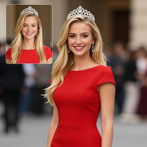 Blonde Girl in Red Birthday Dress