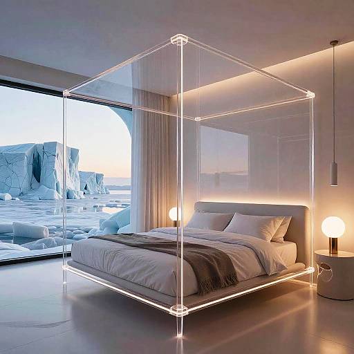 Futuristic Luxurious Bedroom with Ice View
