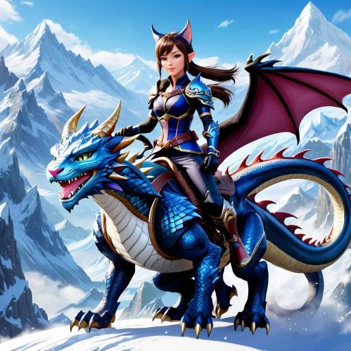Catgirl Adventurer Riding a Dragon Catgirl Adventurer Riding a Dragon