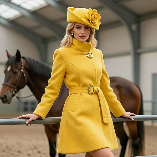 Elegant Woman in Yellow Coat Portrait