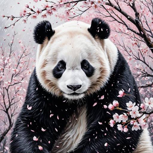 Majestic Panda with Cherry Blossoms