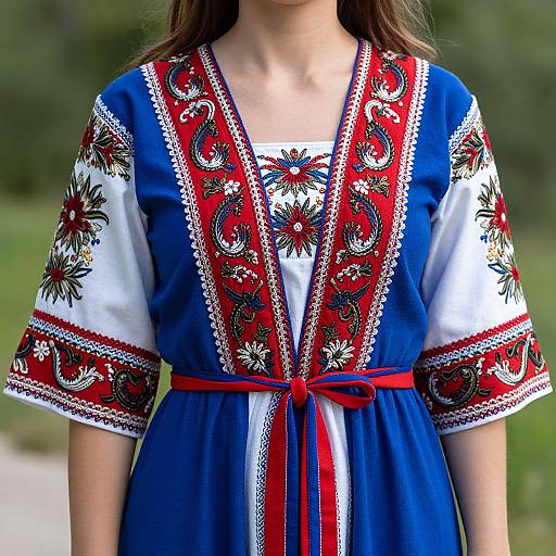 Close-Up Moldovan Woman in Traditional Dress