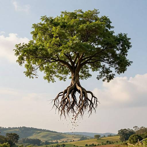 Upside-Down Tree in Mid-Air