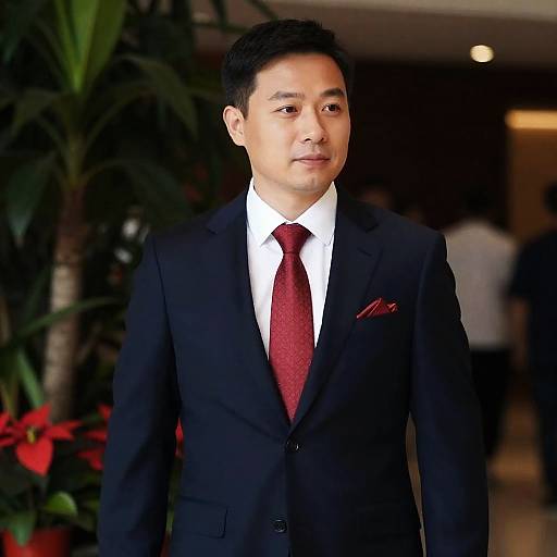 Stylish Man in Indoor Floral Setting