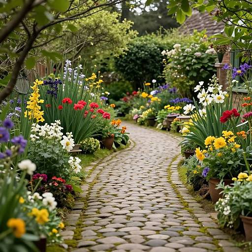 Idyllic Nature Sanctuary with Cobblestone Path