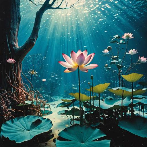 Surreal Underwater Lotus Scene
