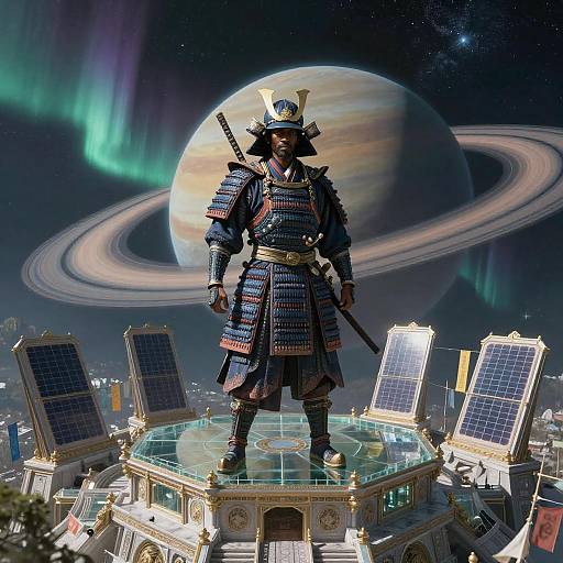 Celestial Samurai in Majestic Digital Art