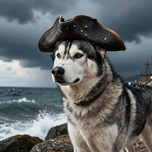 Majestic Husky Pirate at Sea