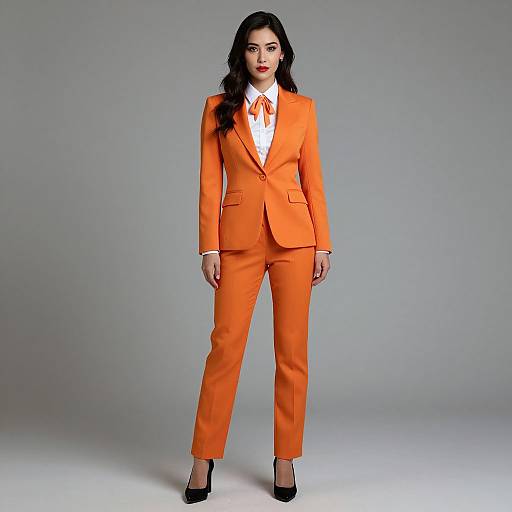 Woman in Orange Tuxedo Costume