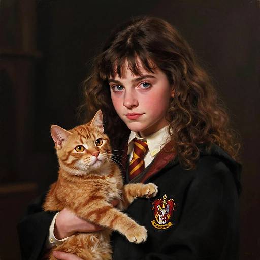 Ultra Realistic Hermione with Red Cat