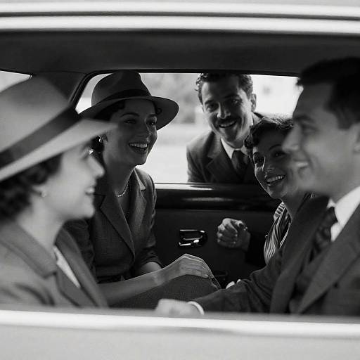 Joyful Encounter in a Classic Car