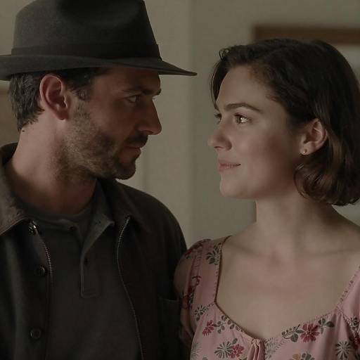 Rugged Man, Smiling Woman Close-Up