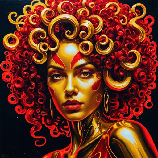 Surreal Woman with Gold and Crimson Skin