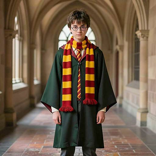 Young Wizard in Hogwarts Uniform Portrait