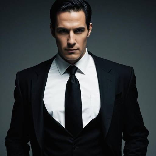Man in Formal Dark Suit with Intense Gaze