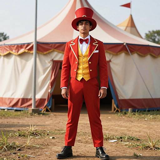 Carnival Ringmaster in Red Costume