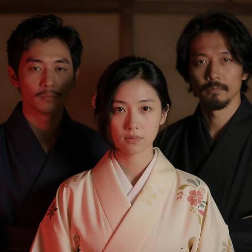 Dramatic Portrait of Three Asian Individuals