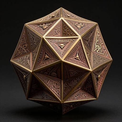 Intricate Golden Tetrahedral Sculpture