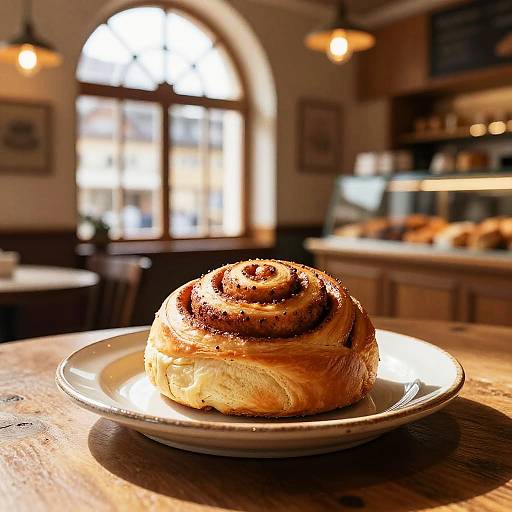 Cinnamon Swirl Bun in Cozy Swiss Bakery