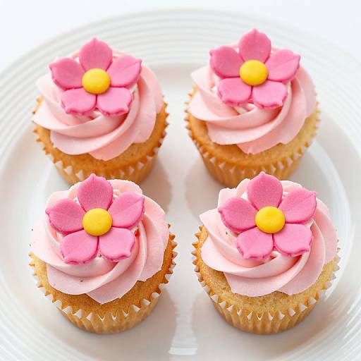Elegant Pink Frosted Cupcakes with Flowers