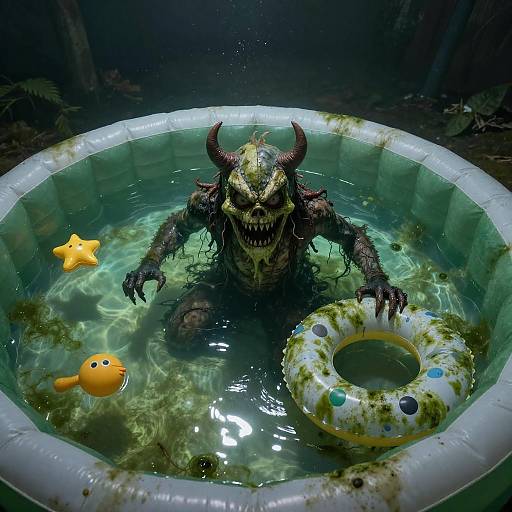Horrifying Monster in Inflatable Pool