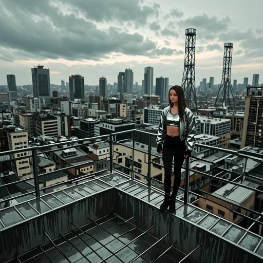Edgy Fashion in Urban Rooftop Scene