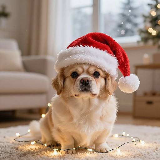 Cozy Pet with Christmas Hat