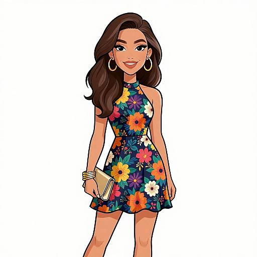 Bohemian Chic Woman in Floral Dress