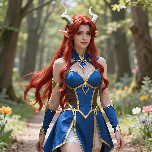 Fantasy Elf Woman Cosplay in Forest