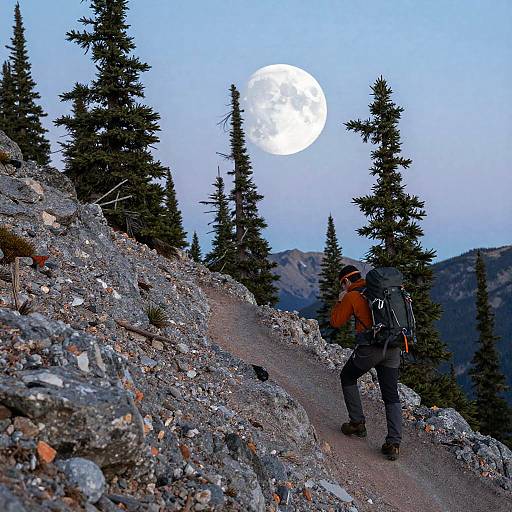 Solo Mountaineer on Rocky Trail
