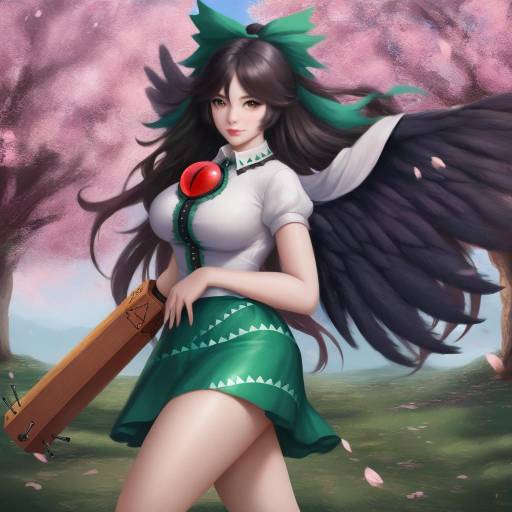 Realistic Utsuho in Cherry Blossom Garden