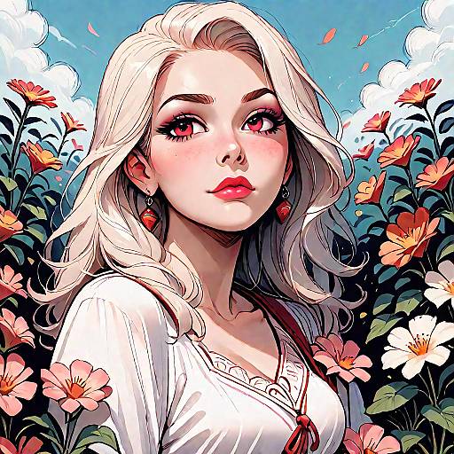 Floral Elegance Woman Portrait