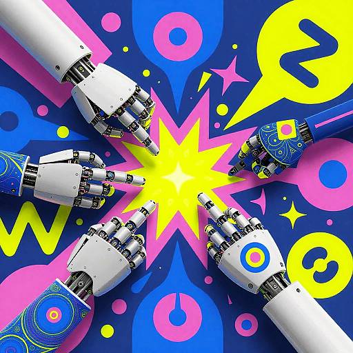 Colorful Robotic Hands with Abstract Shapes