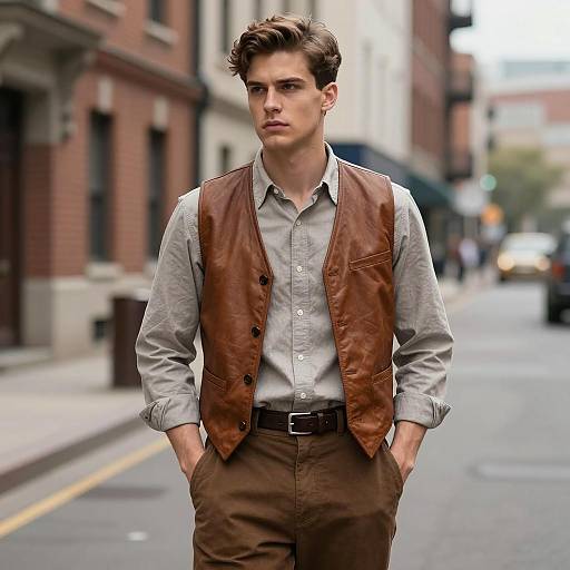 Vintage Male Fashion in Urban Setting