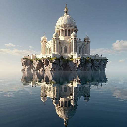 Surreal 3D Fantasy Palace Reflection