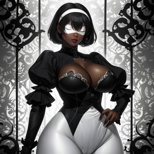 Illustration of 2p (nier:automata), nier (series) in the style of Hairu