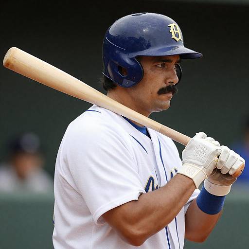 Intense Middle-Aged Baseball Player Portrait