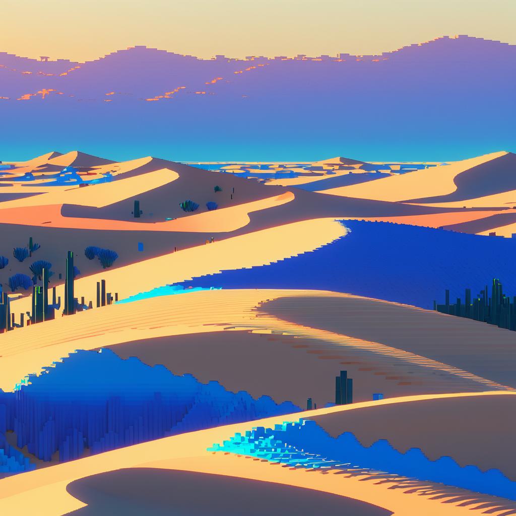 Pixelated Azure Dunes at Dawn