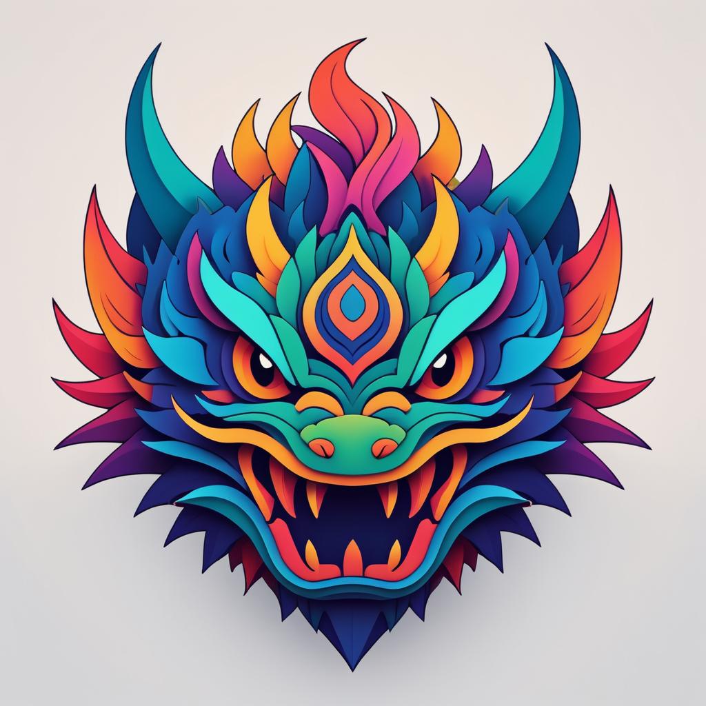 Whimsical Minimalist Dragon Face Icon