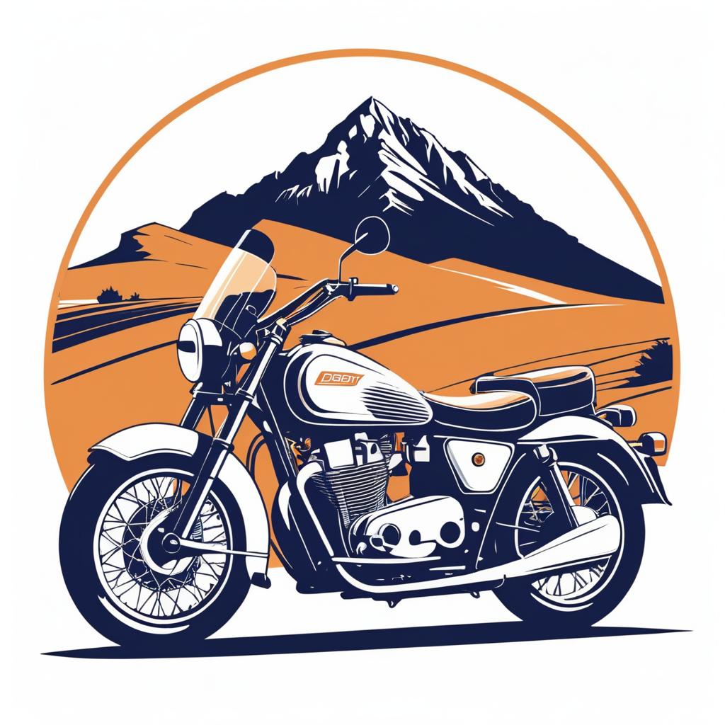 Classic Motorcycle T-Shirt Design with Mountains