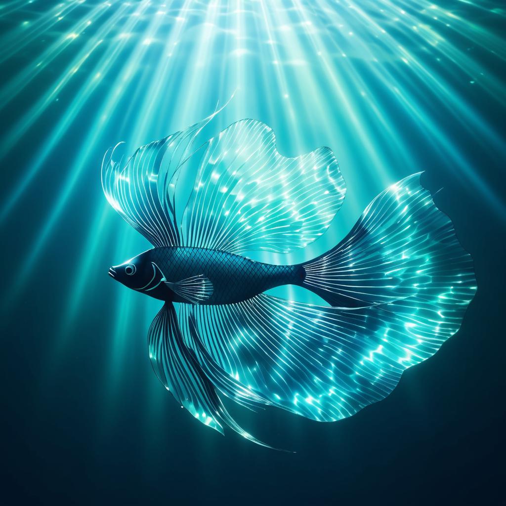 Aquamarine Fish Silhouette with Aura