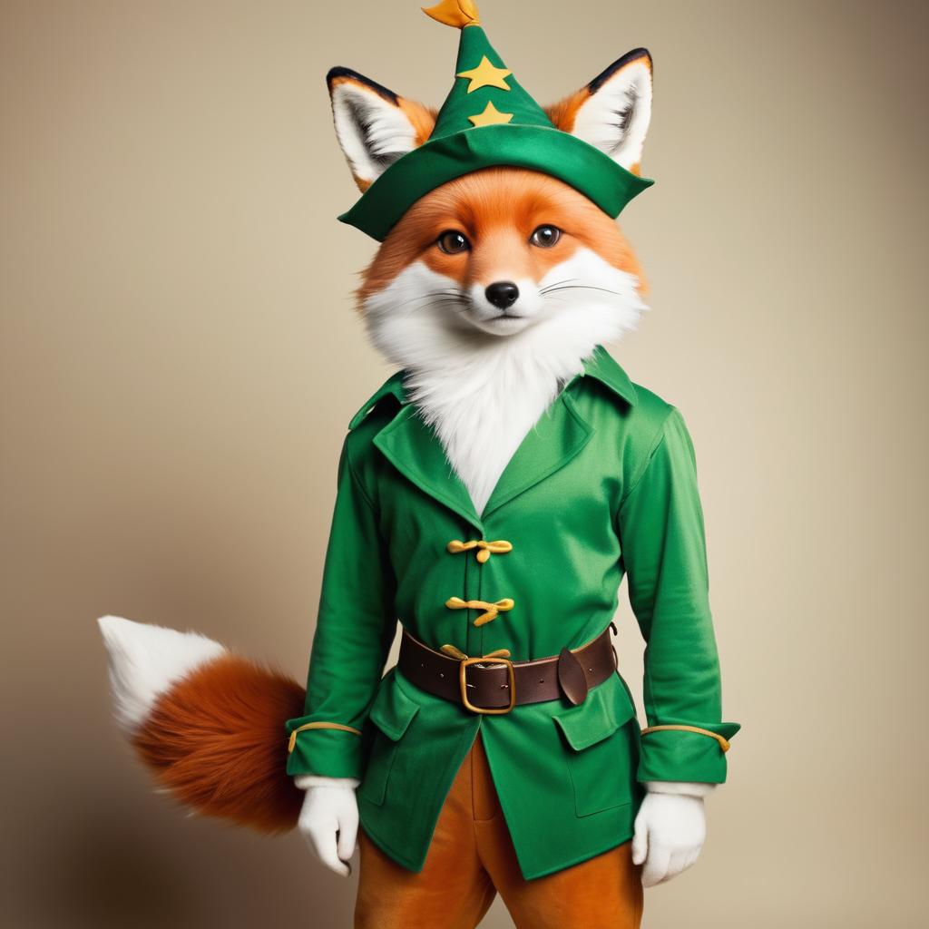 Whimsical Fox Dressed as Peter Pan