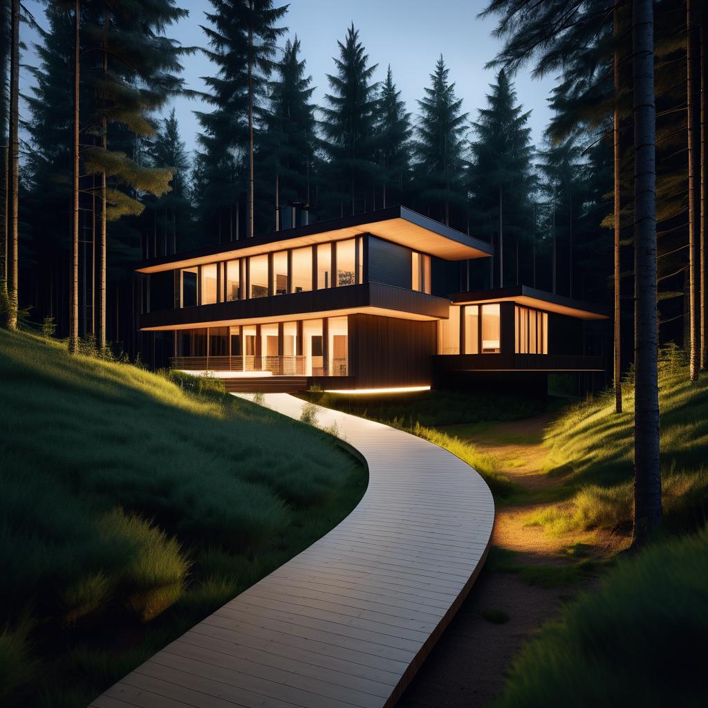 Wooded Pathway to Modern Nordic Home