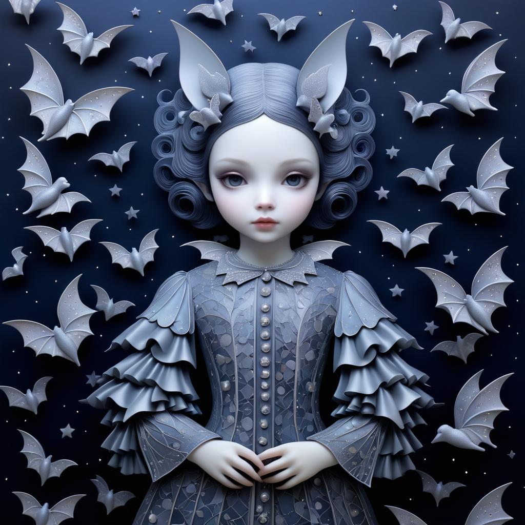 Enchanting Night Girl with Bats