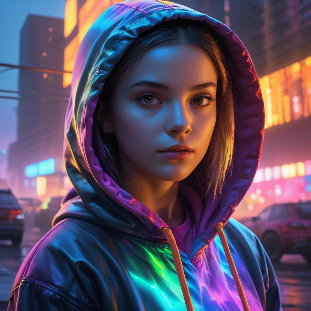 Apocalyptic Portrait of Glowing Young Girl