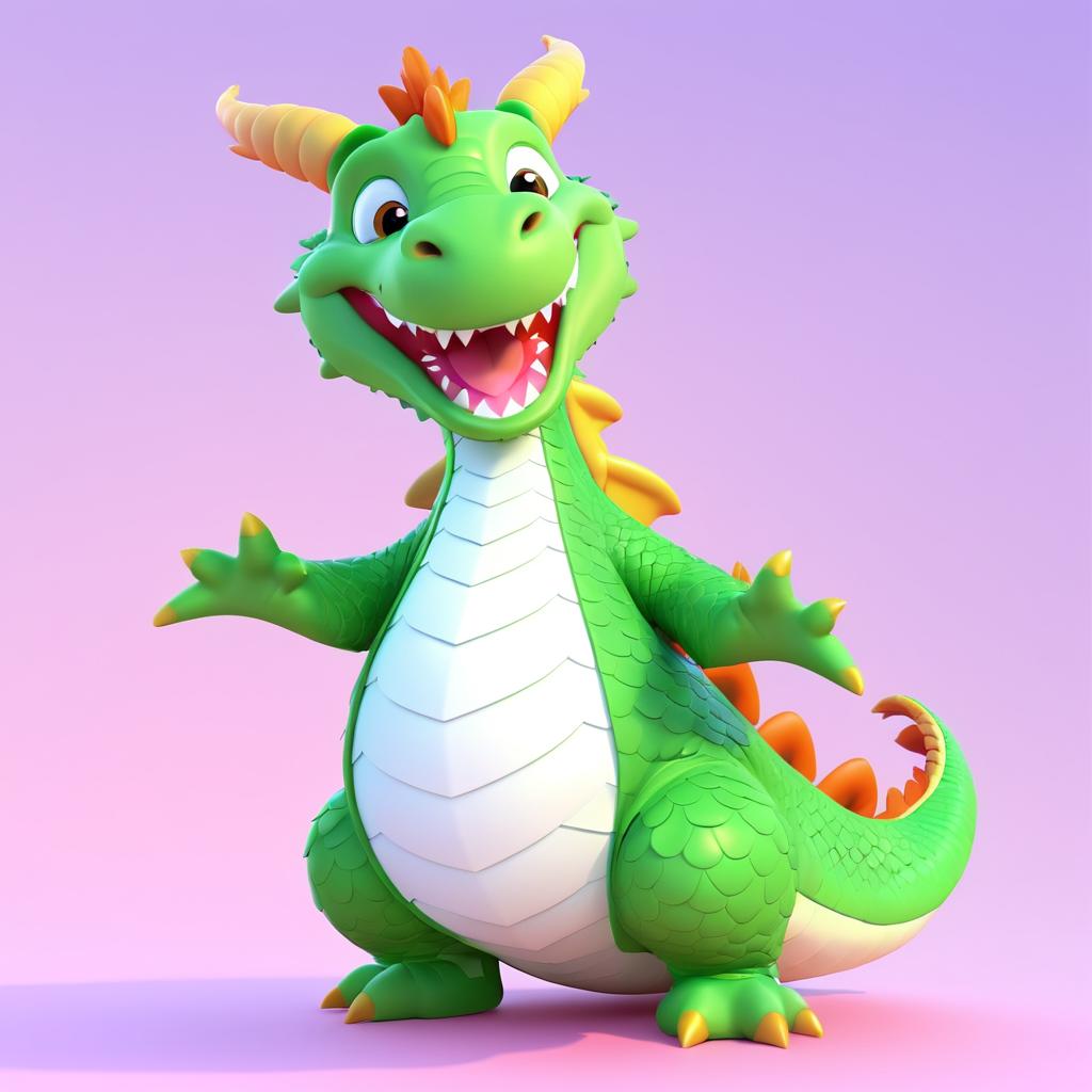 Kawaii Elderly Dragon in 3D Animation