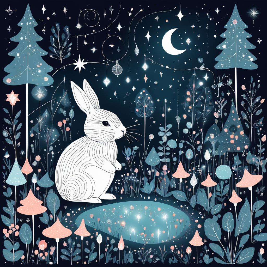 Whimsical Rabbit in a Magical Garden